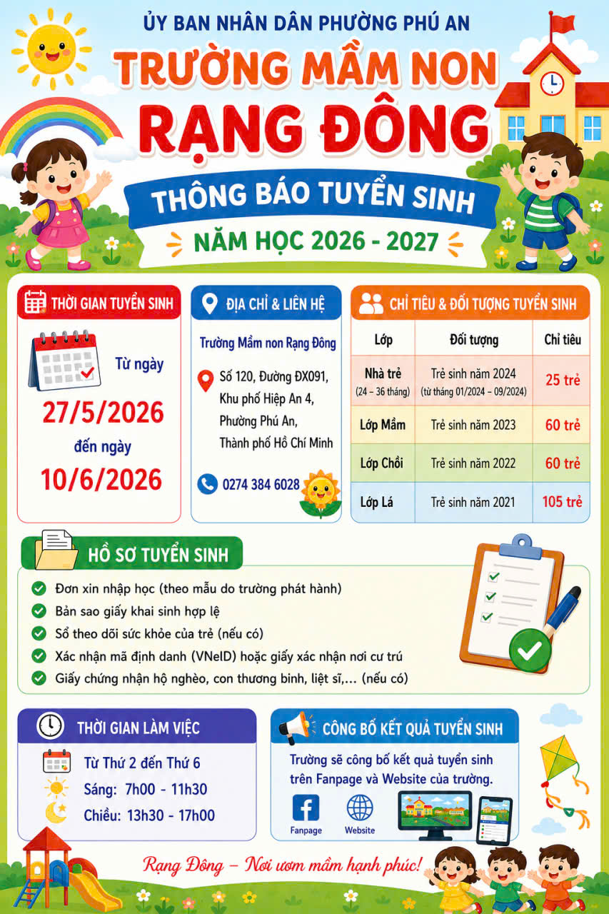 THÔNG BÁO TUYỂN SINH NĂM HỌC 2026-2027